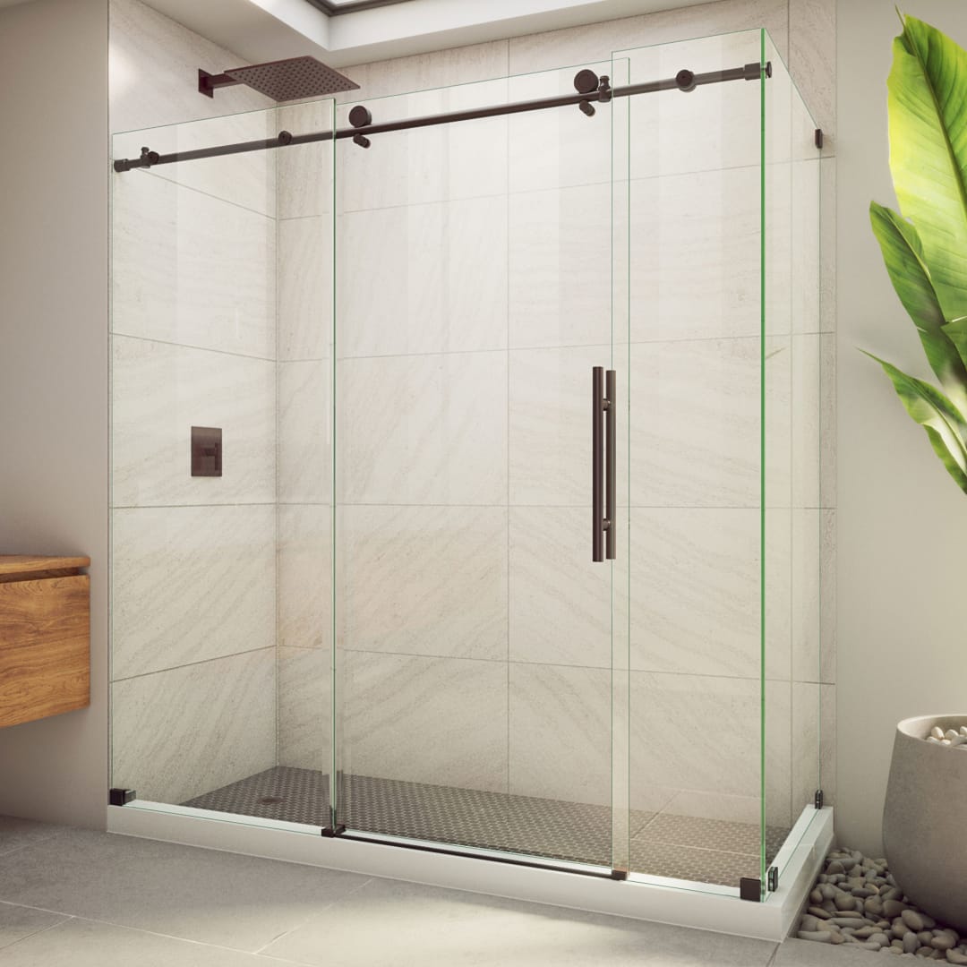 DreamLine Enigma-X 32 1/2 inch D x 68 3/8 - 72 3/8 inch W x 76 inch H Frameless Sliding Shower Enclosure in Oil Rubbed Bronze
