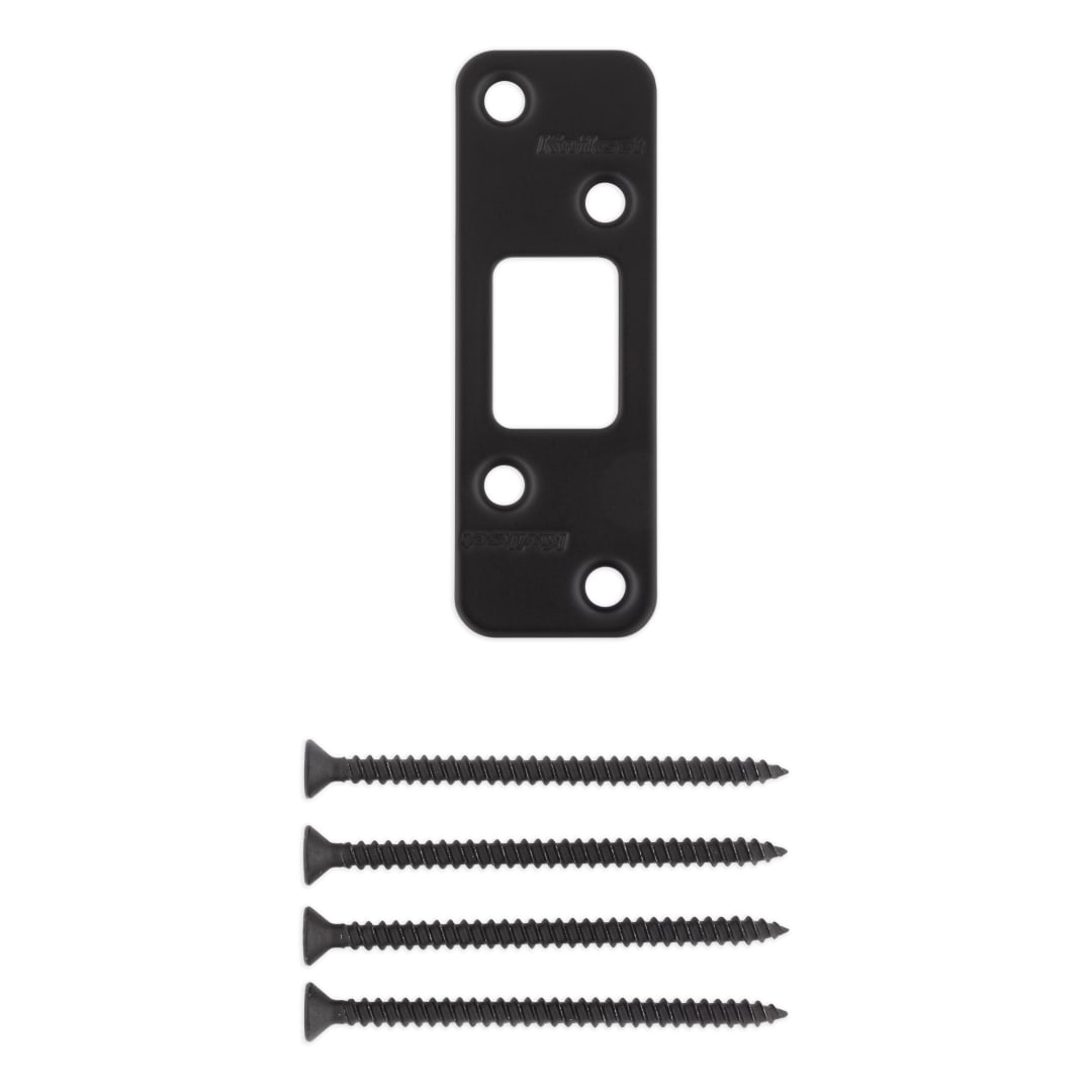 Deadbolt Round Corner Strike, 4-Hole Offset, 1-1/4" x 3-5/8" for Matte Black or Venetian Bronze Finish