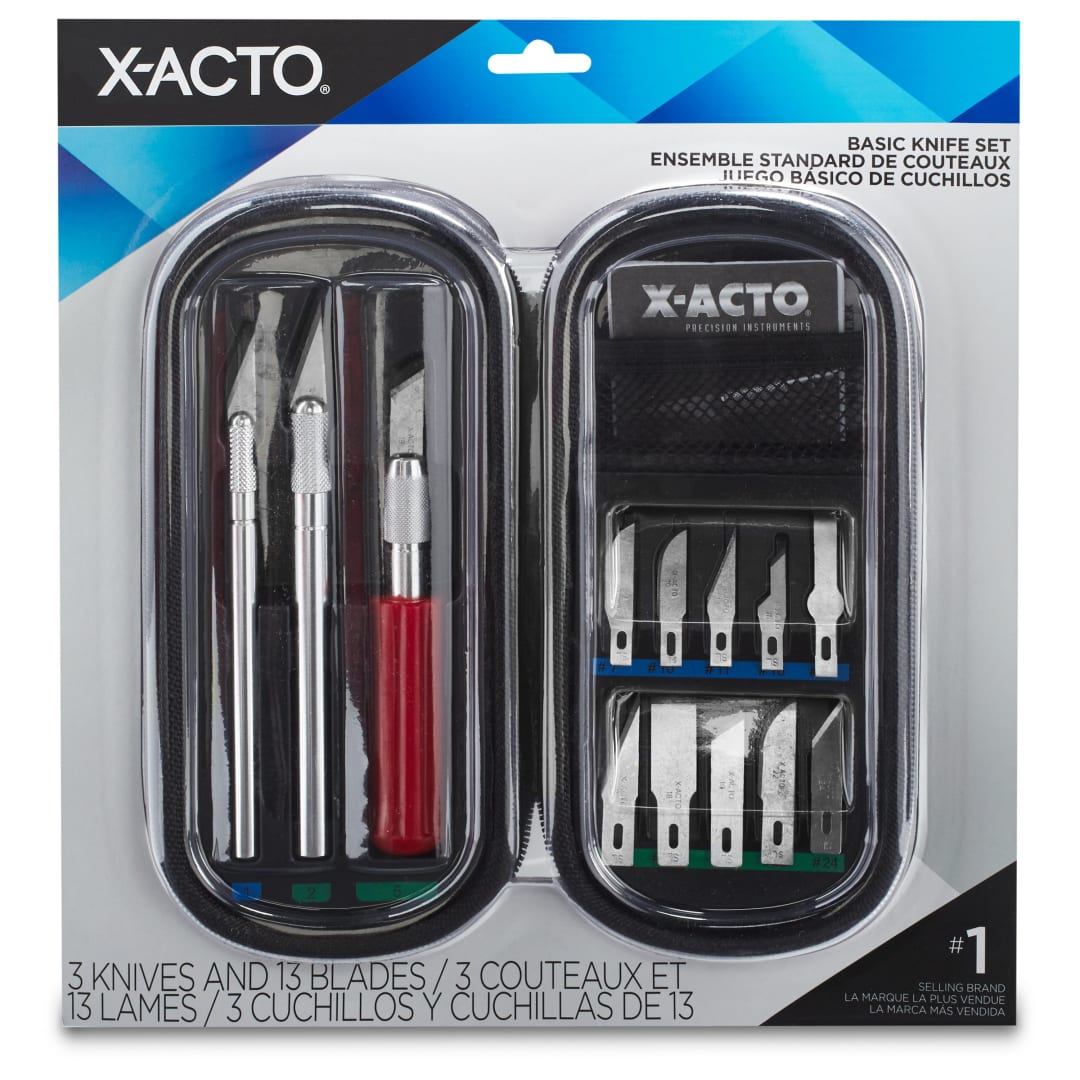 X-ACTO® Compression Basic Knife Set, 3 Knives, 13 Blades, Soft Carry Case, 17 Count