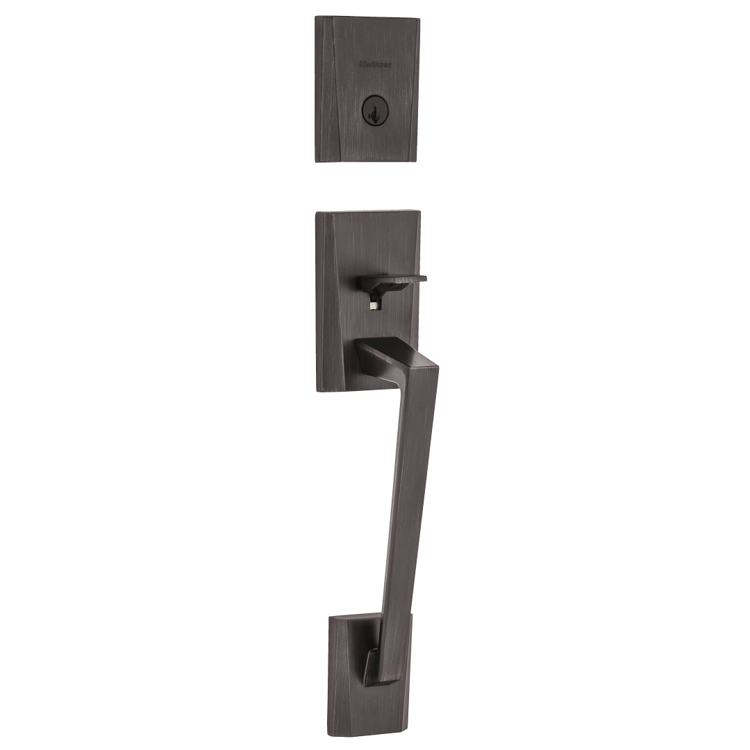 Camino Single Cylinder Low Profile Exterior Only Handleset featuring SmartKey Security™ in Venetian Bronze
