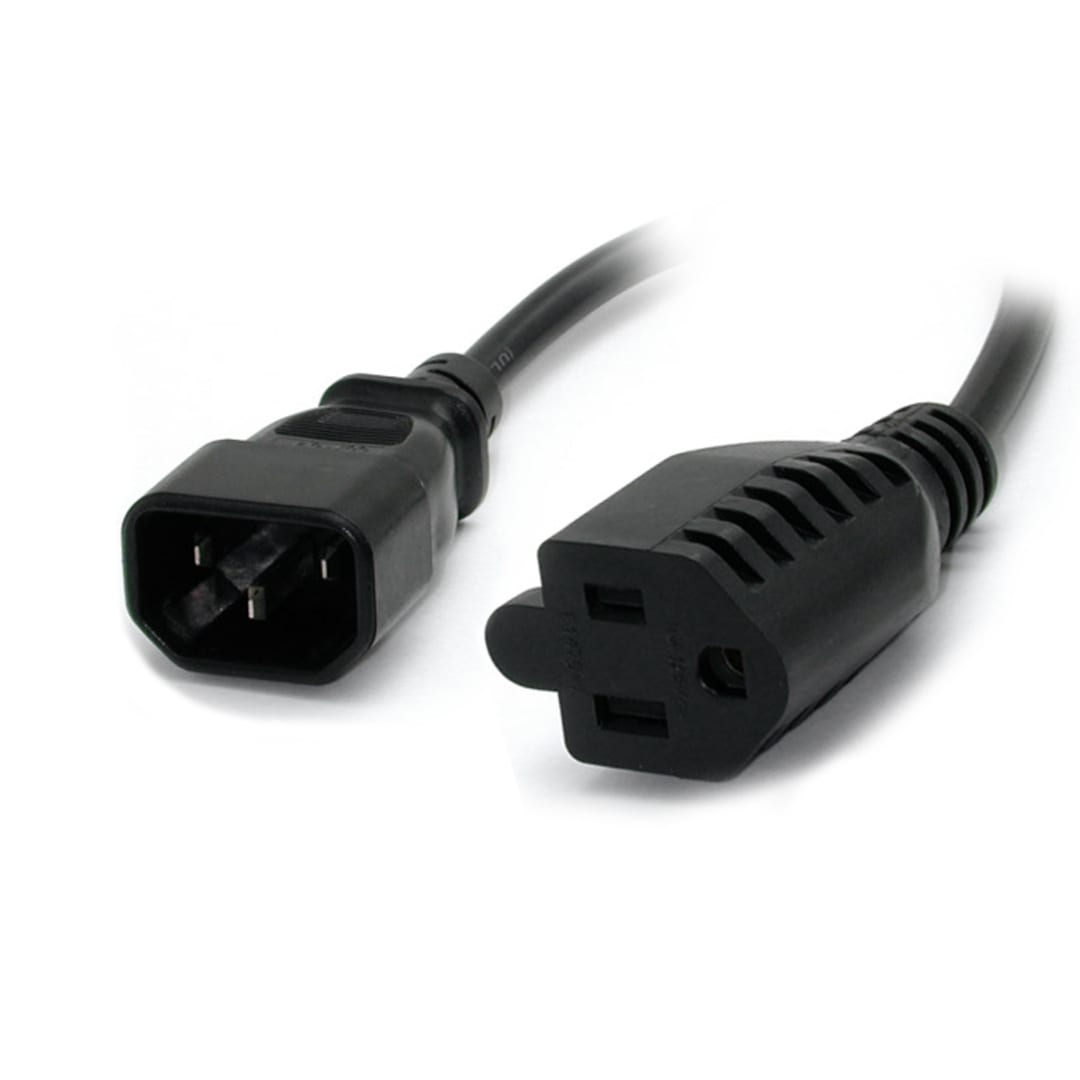 5-15R to C14 PC Power Cable Adapter AC Power Cord
