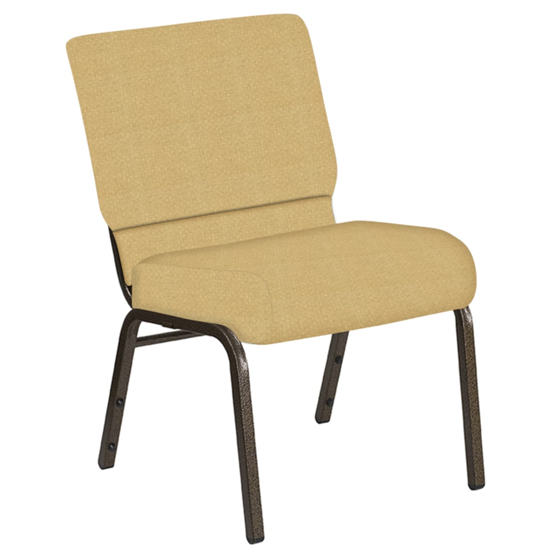 Embroidered 21''W Church Chair in Neptune Dune Fabric - Gold Vein Frame
