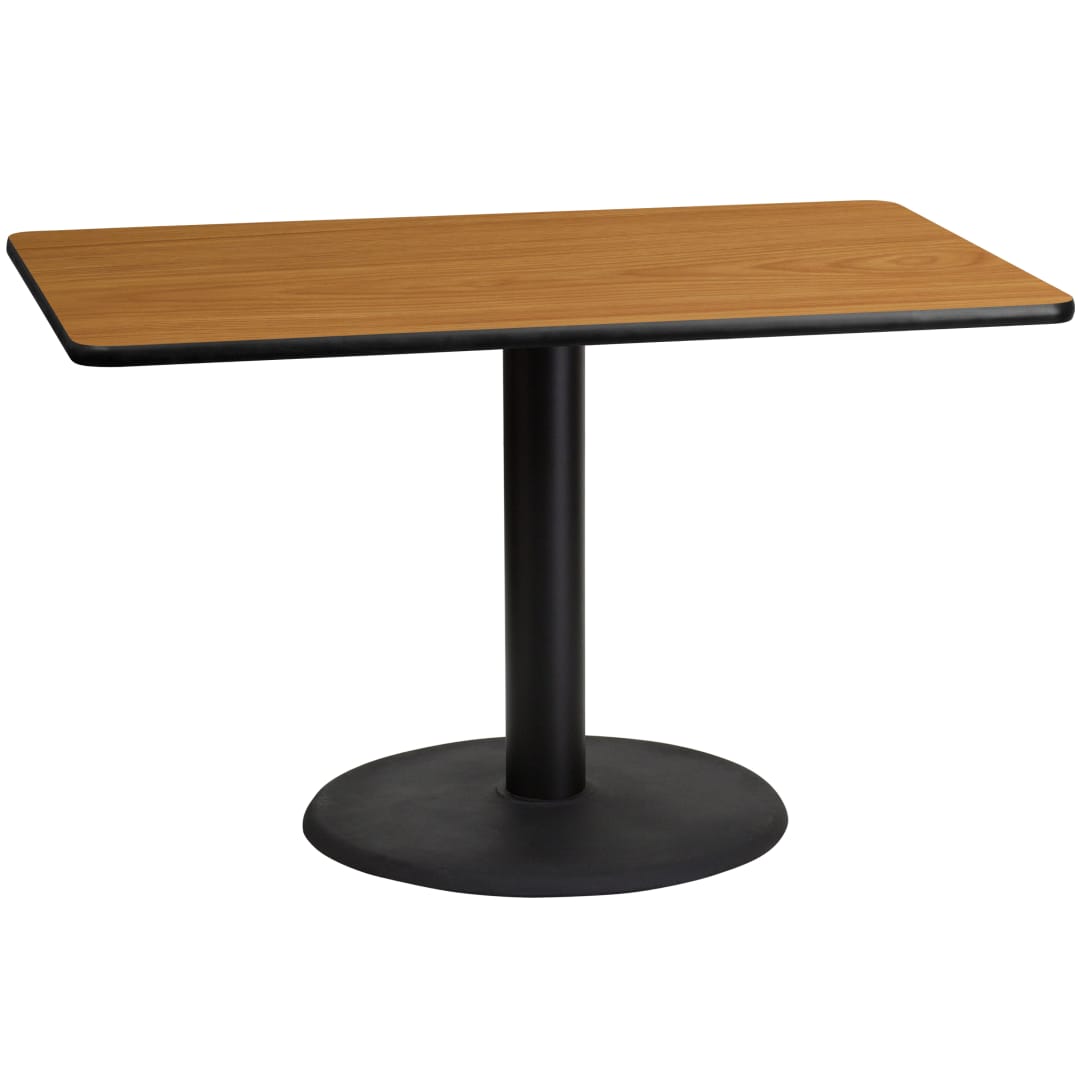Graniss 30'' x 48'' Rectangular Natural Laminate Table Top with 24'' Round Table Height Base