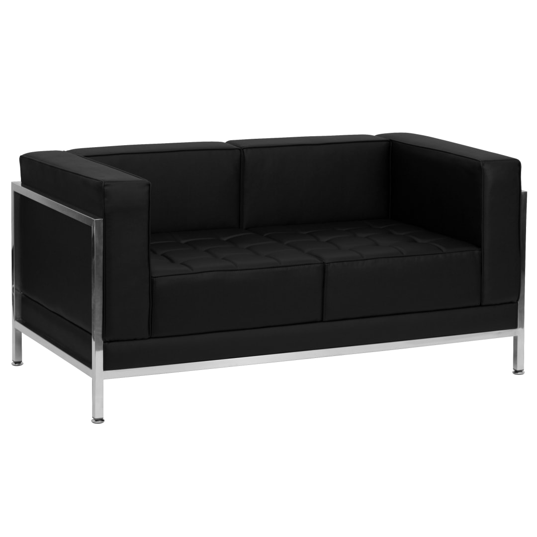 HERCULES Imagination Series Contemporary Black LeatherSoft Loveseat with Encasing Frame