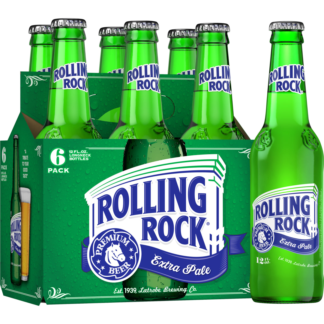 Rolling Rock Extra Pale Beer, 6 Pack 12 fl. oz. Bottles, 4.4% ABV