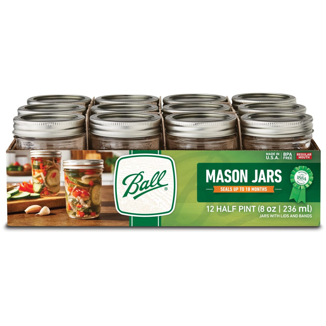 Ball® Glass Mason Jar with Lid and Band, Regular Mouth, 8oz., 12 Count