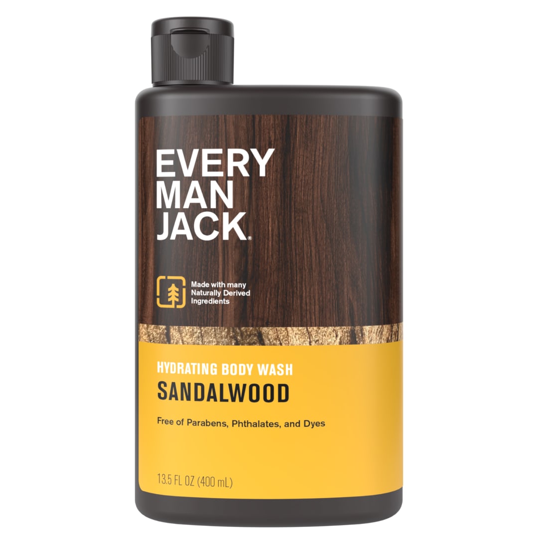 Every Man Jack Sandalwood Hydrating Body Wash for Men, Naturally Derived, 13.5 oz