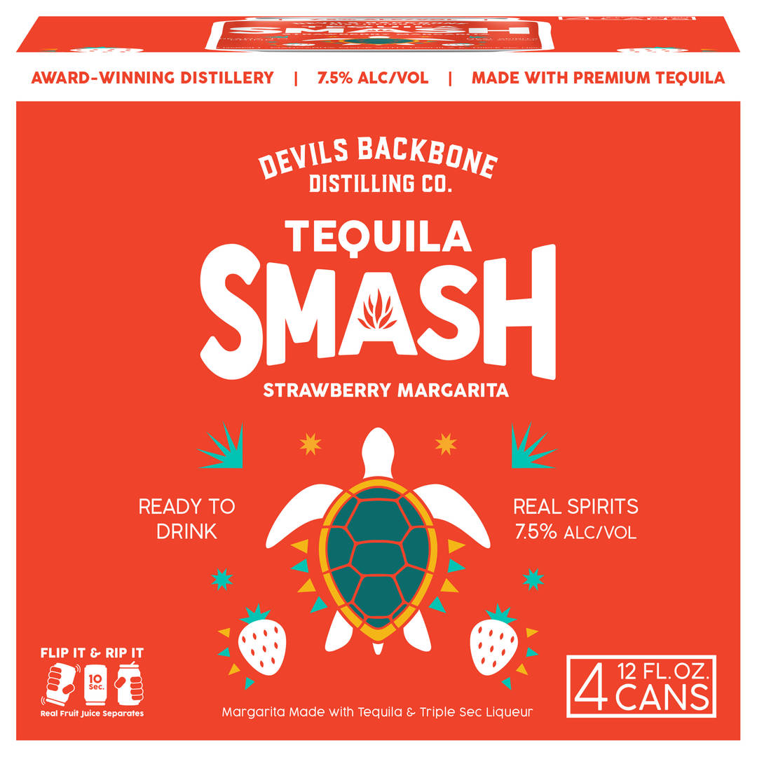 Devils Backbone Distilling Company Tequila Smash Strawberry Margarita 7.5%, 4PK 12oz Can