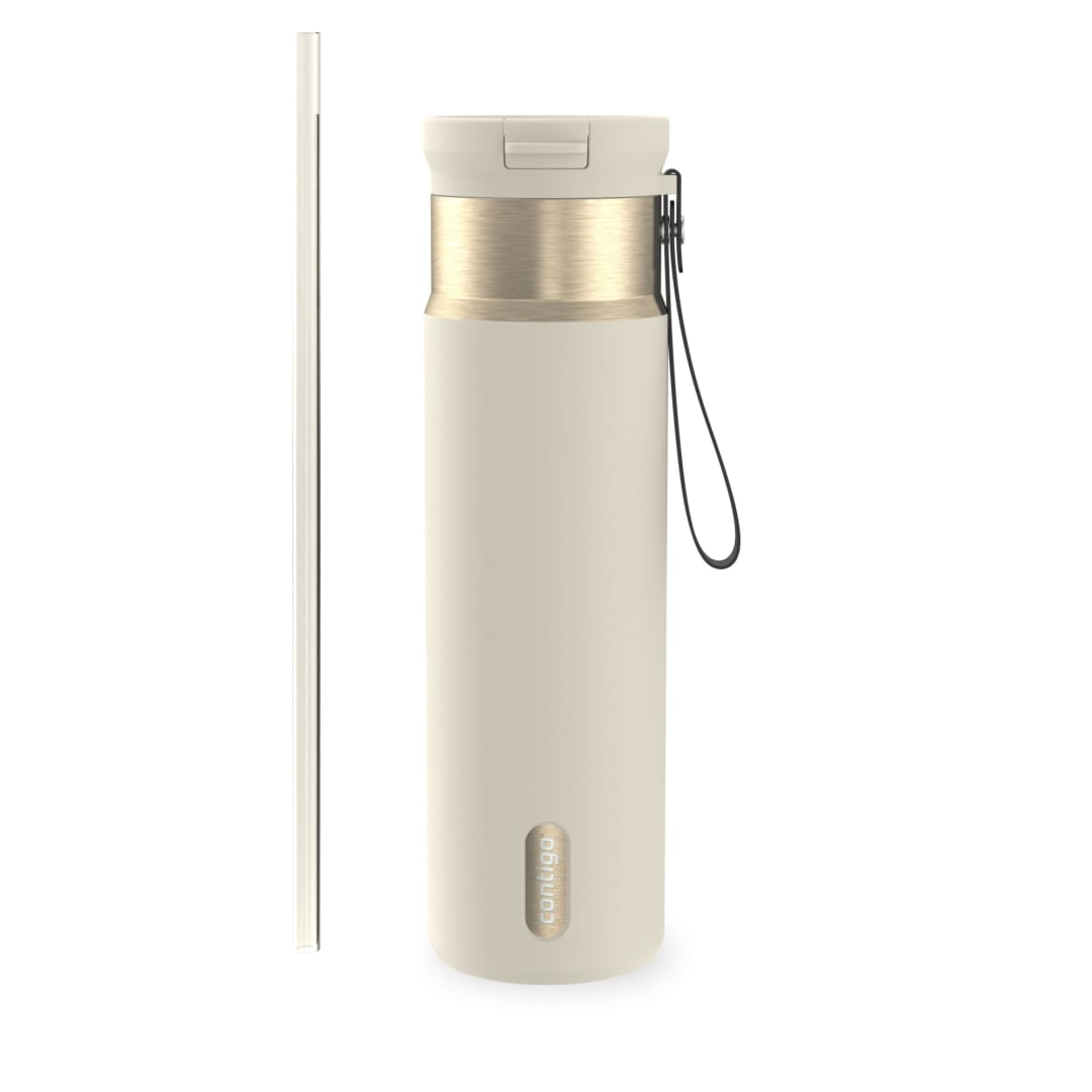Contigo SnapSeal™ 24 oz Leakproof Stainless Steel Water Bottle with Carrying Strap and Reusable Straw