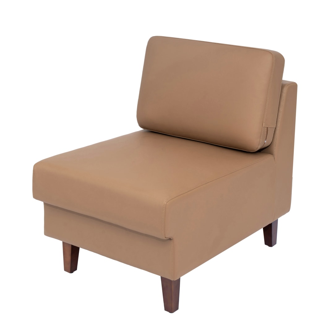 HERCULES Artemis Cognac LeatherSoft Middle Reception Chair with Wooden Walnut Legs with Adjustable Floor Glides