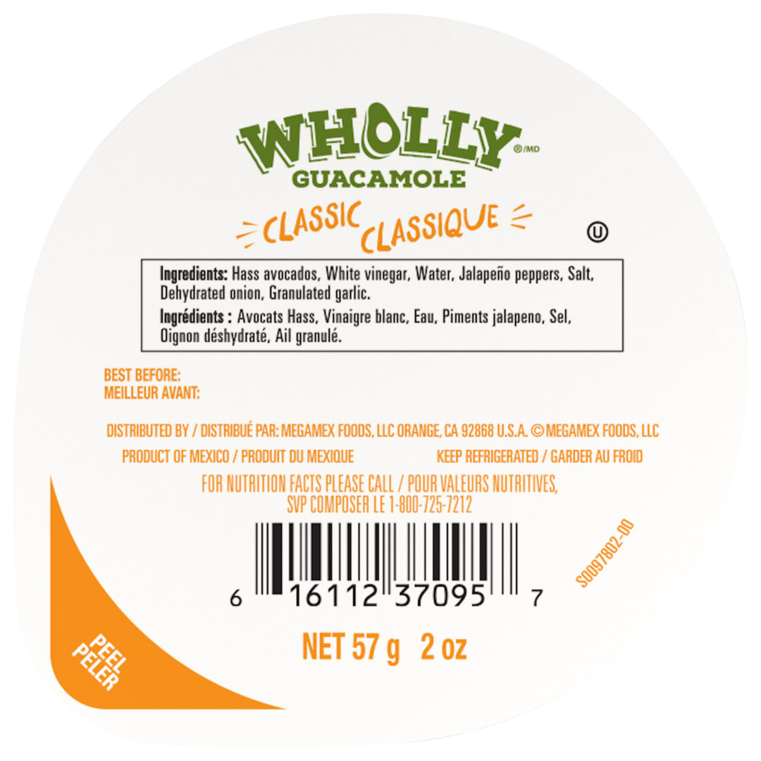 WHOLLY Guacamole Classic Mini 48/57G(2oz) F Canada UPC