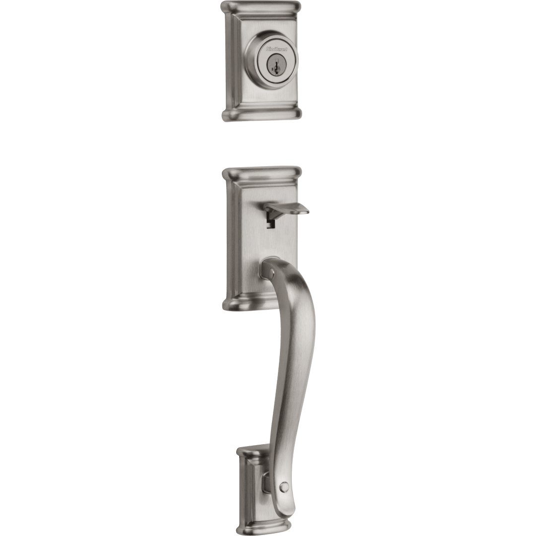 Ashfield Single Cylinder Exterior Only Handleset featuring SmartKey Security™ in Satin Nickel