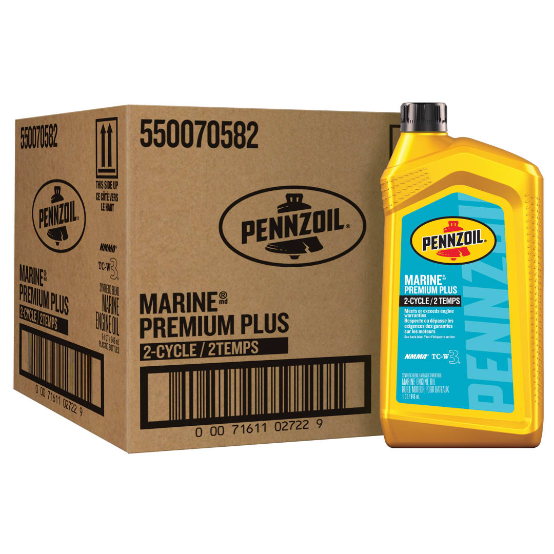 Huile Pennzoil Marine Premium Plus pour moteurs hors-bord à 2 temps (TC-W3), 0,9446 litre (caisse de 6)
