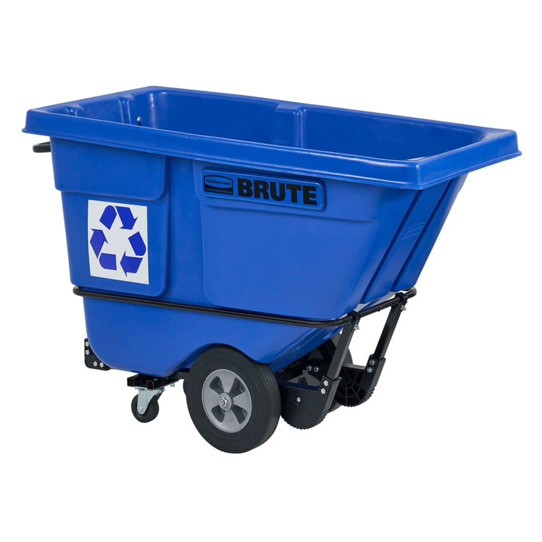 BRUTE Tilt Truck/Trash Cart/Garbage Collection/Recycle, 1/2 Cubic Yard, Recycling Collection, 850 lbs. Capacity, Blue, Office/Warehouse/Facility Management (FG130573LA)