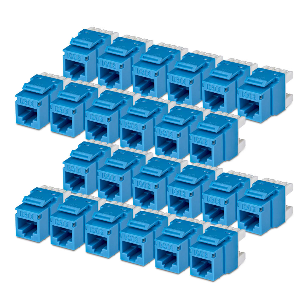 Cat6 5e UTP 180 Deg 110 Punchdown Keystone Blue 24 pk