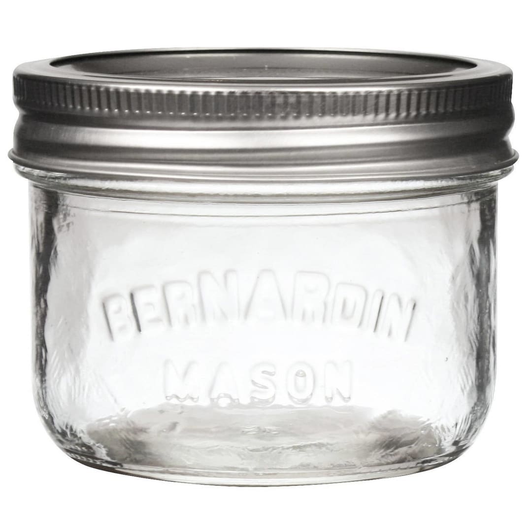 Bernardin Mason Jar with Wide Mouth Lids and Bands, 250ml., 12 Count