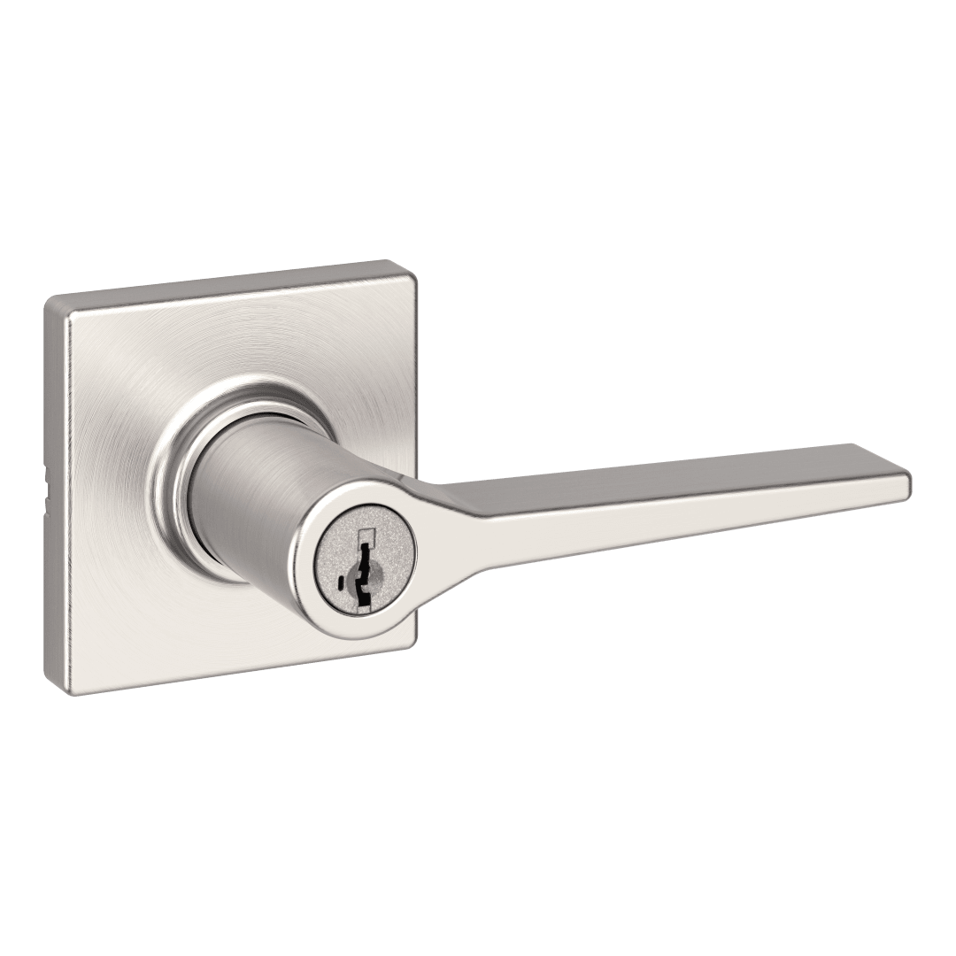 Hollis Keyed Entry Lever featuring SmartKey Security™ in Satin Nickel