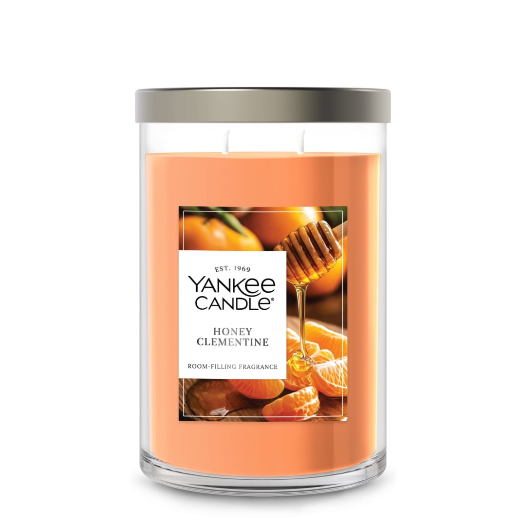 Yankee Candle® Large Tumbler Scented Candle with up to 80 Hour Burn Time, Premium Plant Wax Blend for Consistent Burn, 20 oz Tumbler Candle with Room Filling Fragrance, Honey Clementine