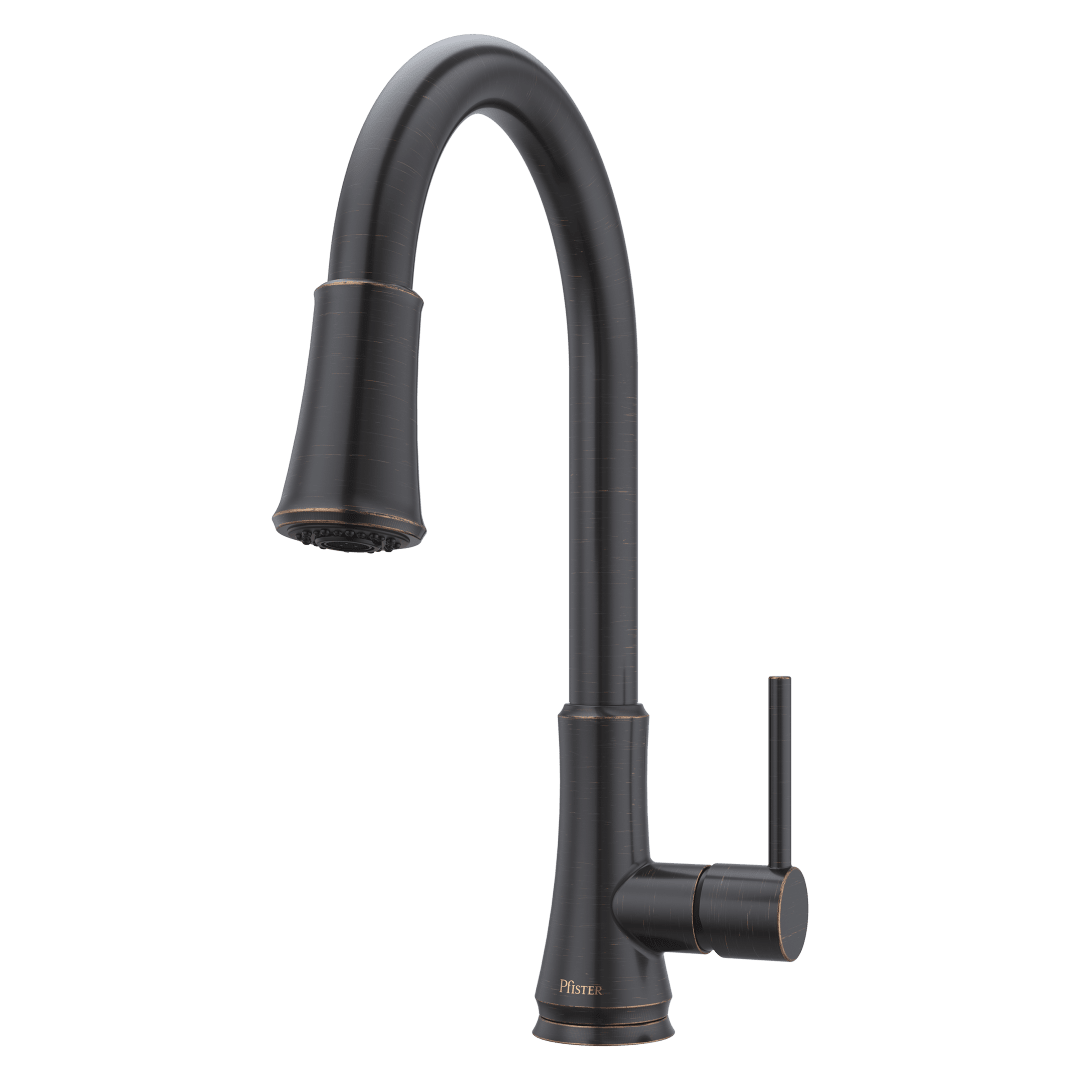 Pfirst Series 1-Handle Pull-Down Kitchen Faucet in Tuscan Bronze