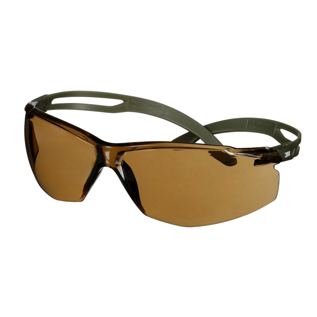 3M™ SecureFit™ 500 İş Güvenliği Gözlükleri, Koyu Yeşil çerçeve, Scotchgard™ Buğu Önleyici / Çizilmeye Dayanıklı Kaplama (K ve N), Kahverengi lens, SF505SGAF-DGR-EU, 20/Kutu