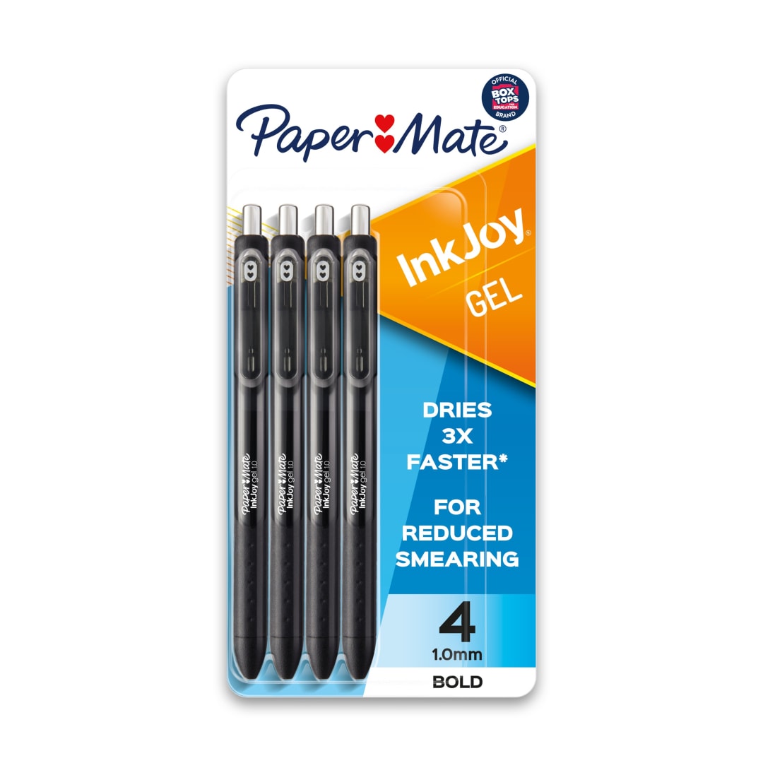 Paper Mate® InkJoy® Retractable Gel Pens, Bold Point (1.0mm), Black, 4-Pack