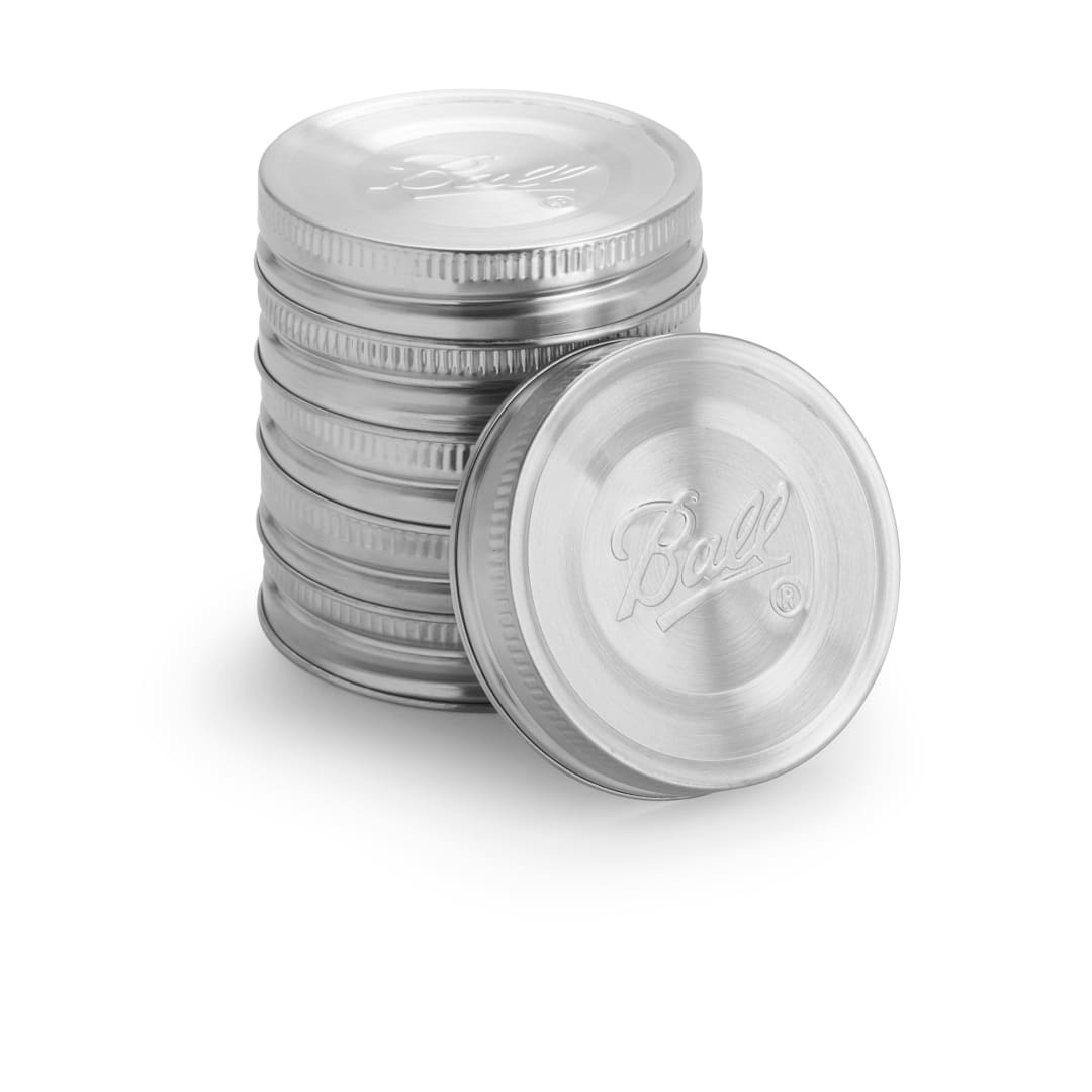 BALL RM STAINLESS STEEL LIDS 6PK -ECOMM
