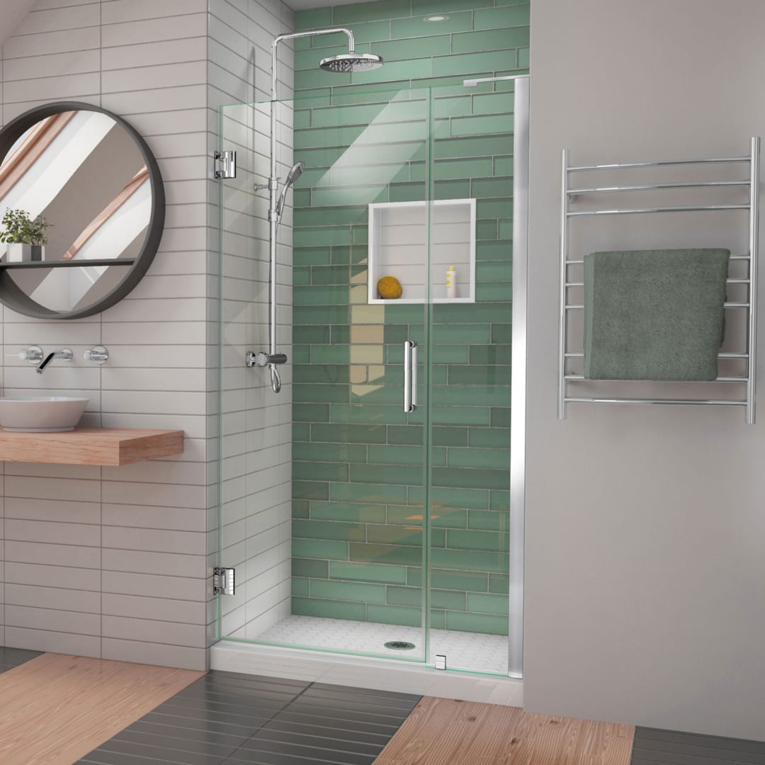 DreamLine Unidoor-LS 42 - 43 inch W x 72 inch H Frameless Hinged Shower Door in Chrome