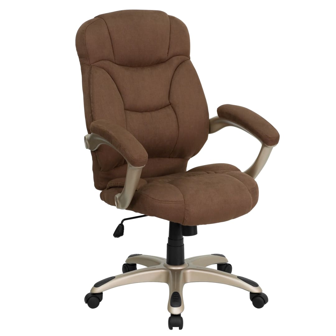 Jessie High Back Brown Microfiber Contemporary Executive Swivel Ergonomic Office Chair with Arms