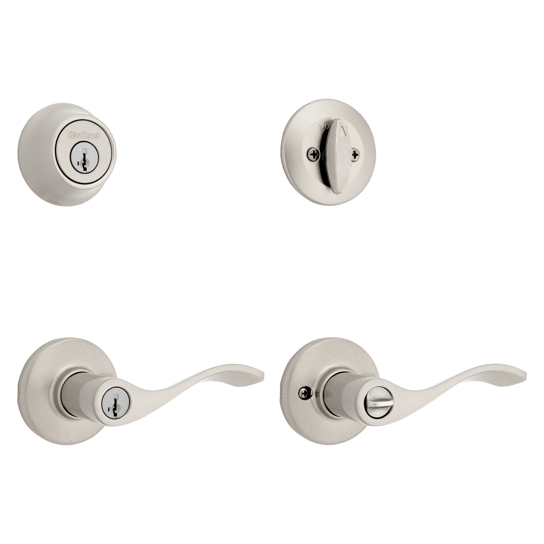 690 Balboa Keyed Entry Knob and Single Cylinder Deadbolt Combo Pack featuring SmartKey Security™ in Satin Nickel