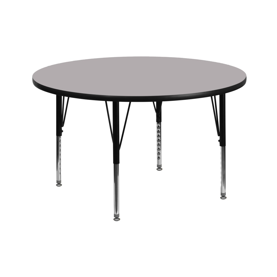 Wren 42'' Round Grey Thermal Laminate Activity Table - Height Adjustable Short Legs
