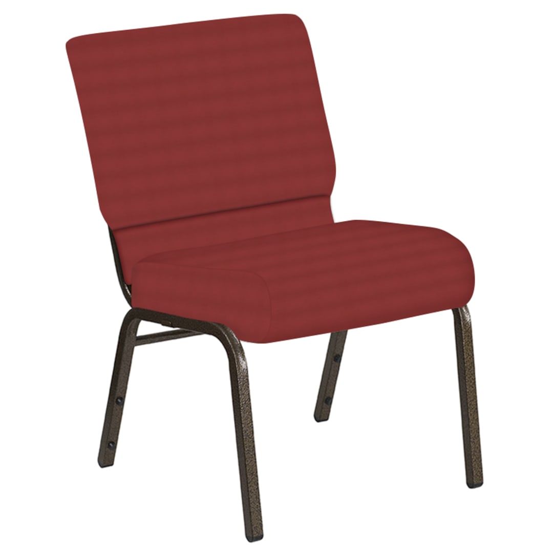 Embroidered 21''W Church Chair in Harmony Red Fabric - Gold Vein Frame