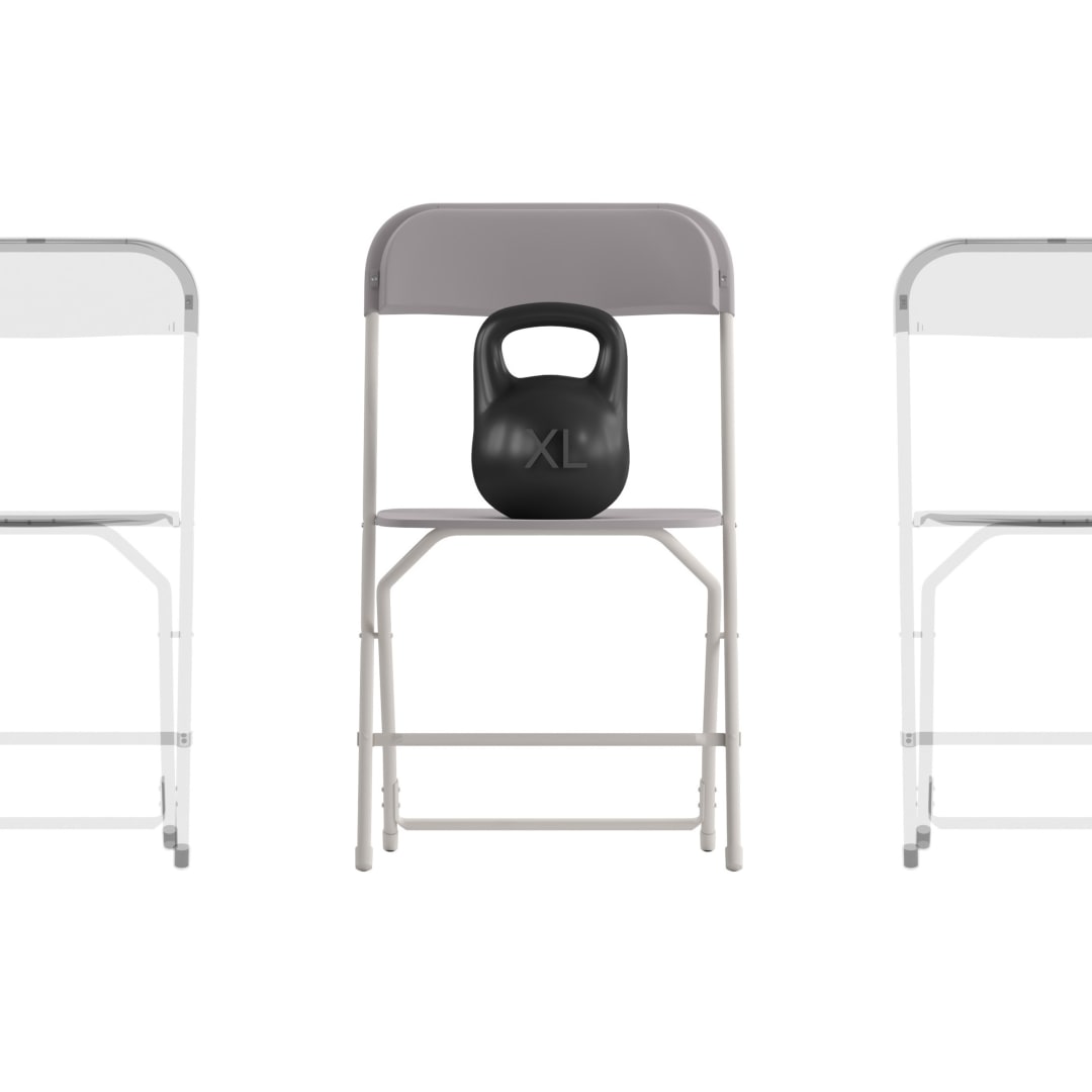 Hercules Big and Tall Commercial Folding Chair - Extra Wide 650LB. Capacity - Durable Plastic - Gray, 4-Pack