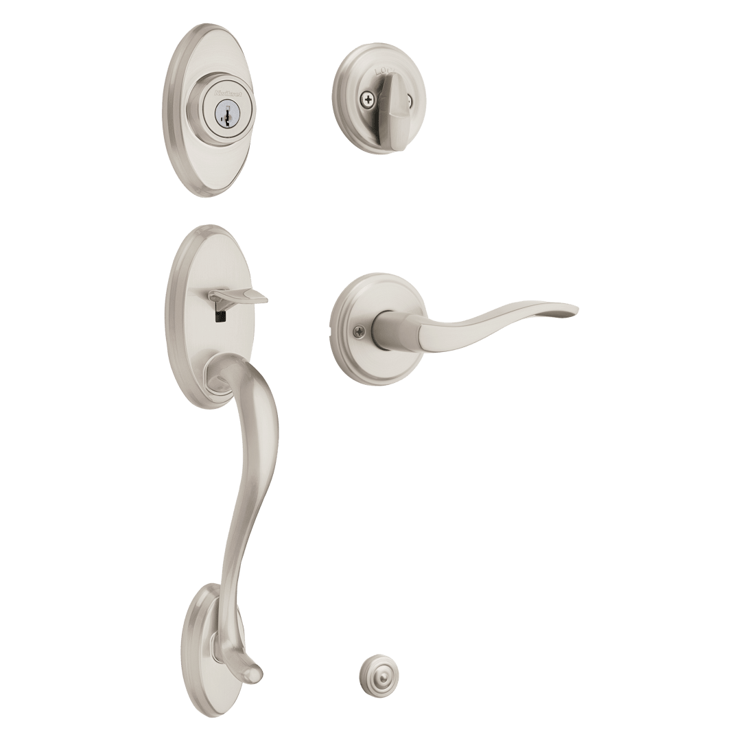 Shelburne Entry Single Cylinder Handleset in Satin Nickel featuring SmartKey Security