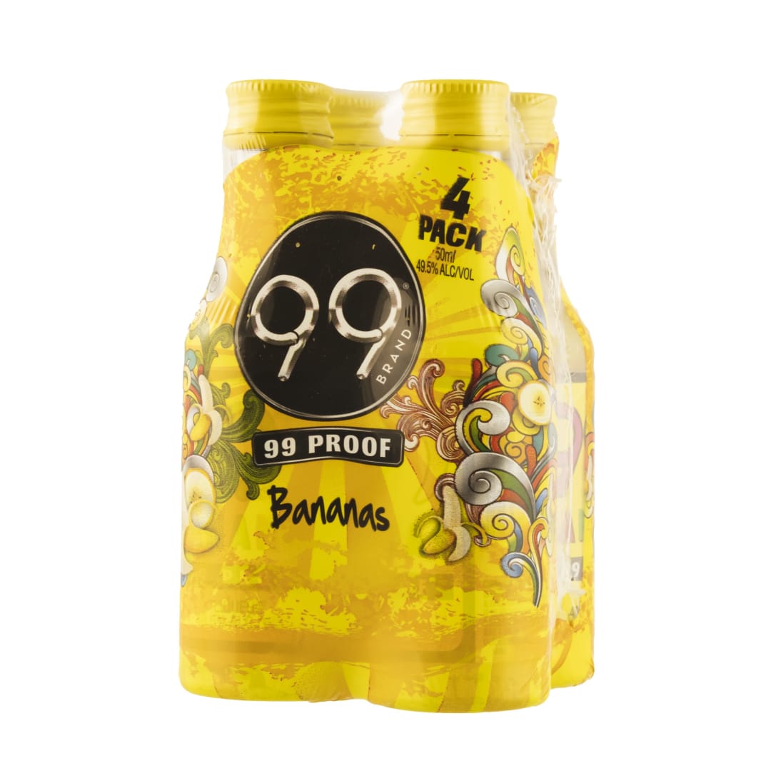 99 Bananas Liqueur 4 Pack 50ml 99 Proof