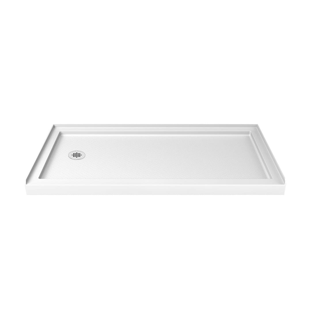 DreamLine SlimLine 34 inch D x 60 inch W x 2 3/4 inch H Left Drain Single Threshold Shower Base in White