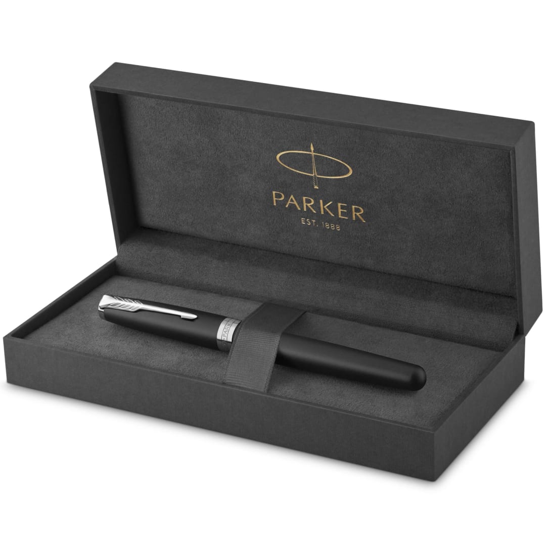 Parker Sonnet RollerBall® Pen | Matte Black Lacquer with Palladium Trim | Fine Point Black Ink | Gift Box