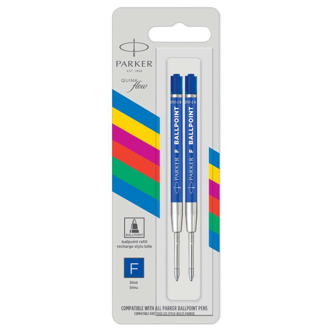 Parker Ballpoint Pen Refills | Fine Tip | Blue QUINKflow Ink | 2 Count