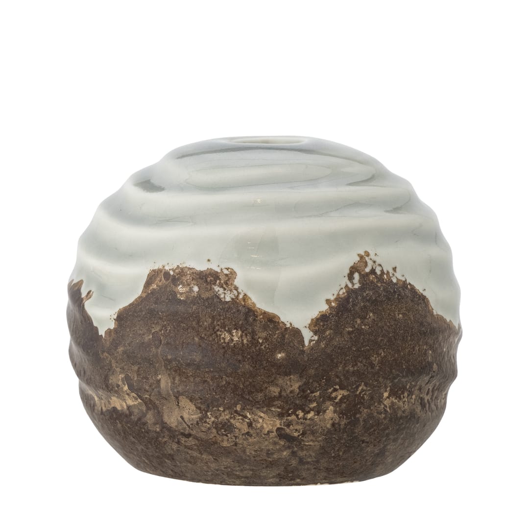82060783 - Paula Candle Holder, Brown, Stoneware STOCK: 300
