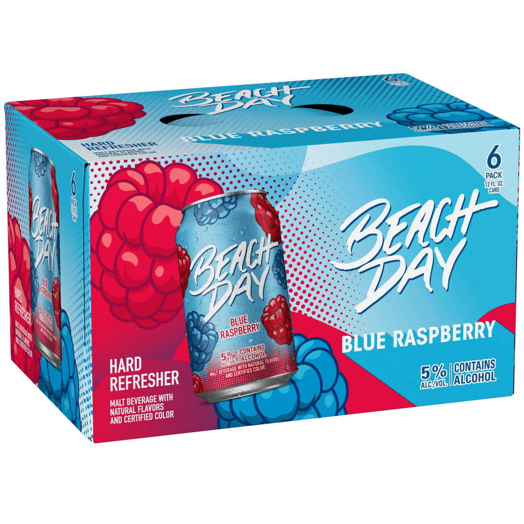 Beach Day Blue Raspberry Malt Beverage 6 - 12 fl oz Cans