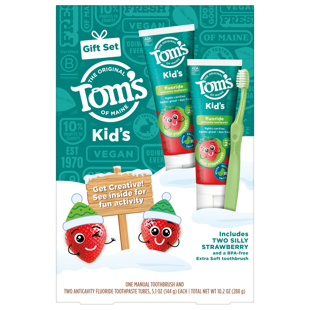 Tom’s of Maine Silly Strawberry Kids Fluoride Toothpaste and Kids Toothbrush Gift Set