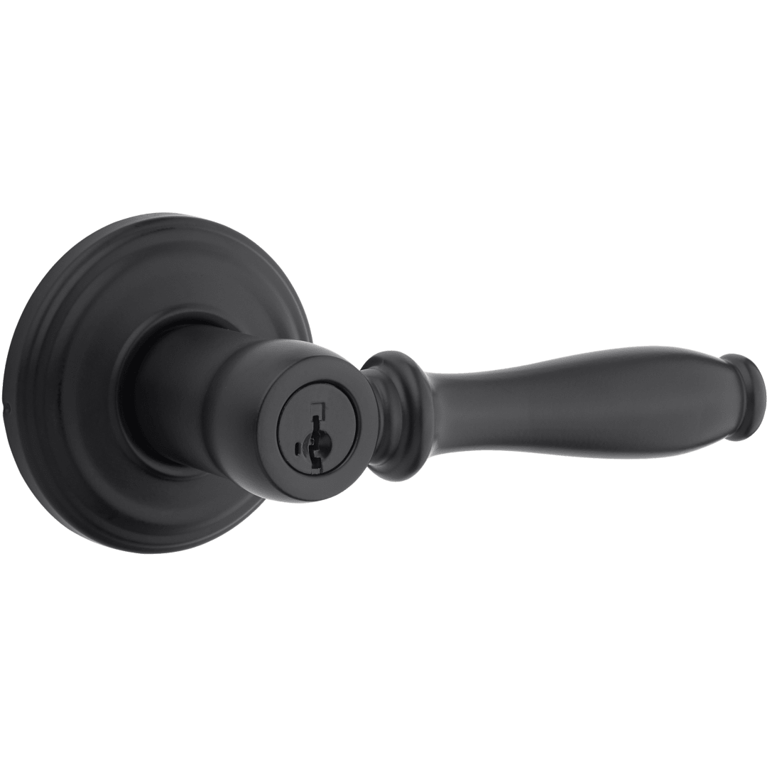 Ashfield Keyed Entry Lever featuring SmartKey Security™ in Matte Black