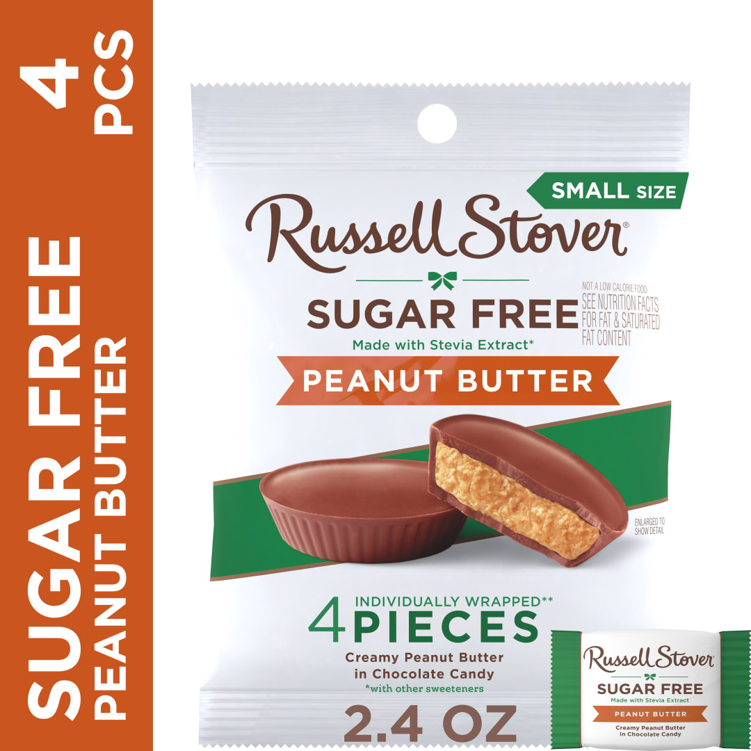 RUSSELL STOVER Sugar Free Peanut Butter Chocolate Candy, 2.4 oz. bag