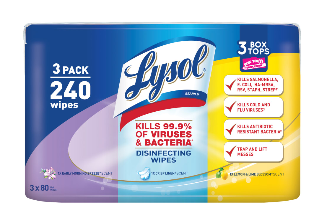 LYSOL® Disinfecting Wipes - (Lemon, Early Morning Breeze®, & Crisp Linen®) 2/(3x80) ct.