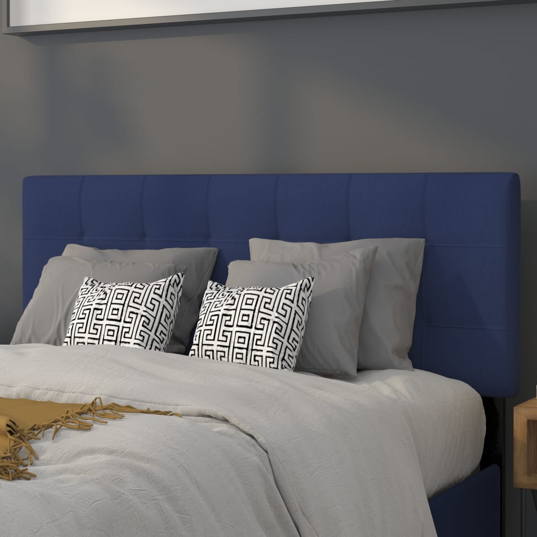 Bedford Tufted Upholstered Full Size Headboard in Navy Fabric