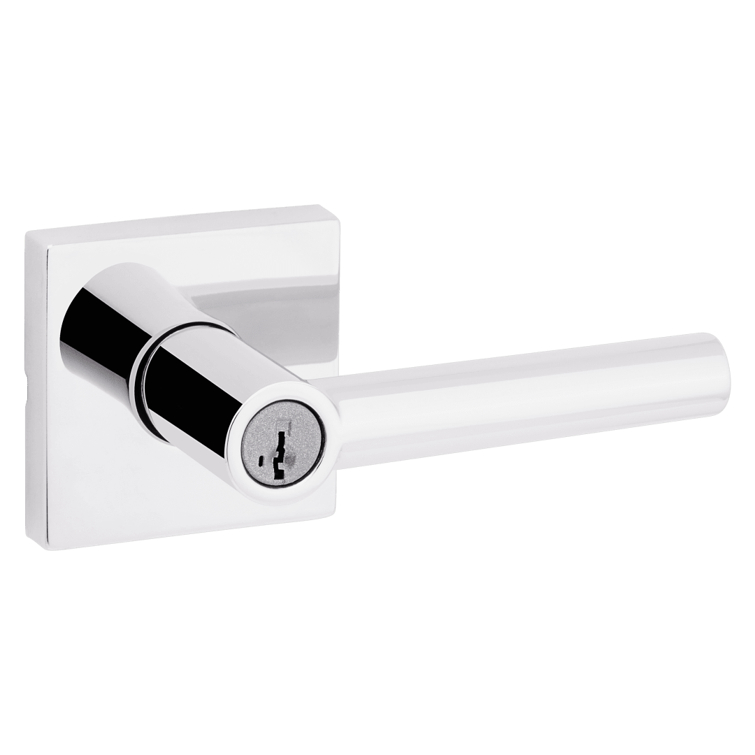 Milan Keyed Entry Lever in Polished Chrome featuring SmartKey Security