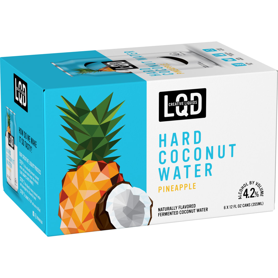 LQD Creative Liquids Pineapple Hard Coconut Water, 6 Pack 12 fl. oz. Cans