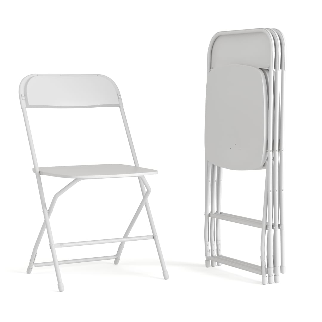 Hercules Big and Tall Commercial Folding Chair - Extra Wide 650LB. Capacity - Durable Plastic - White, 4-Pack