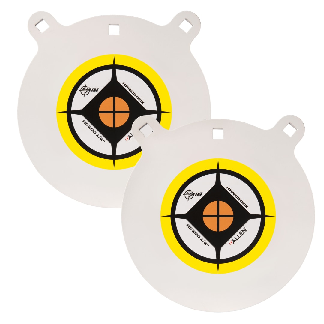EZ Aim® 10" Hardrock AR500 Steel Gong Shooting Target, 1/2" Thick, 2-Pack, White/Yellow/Black