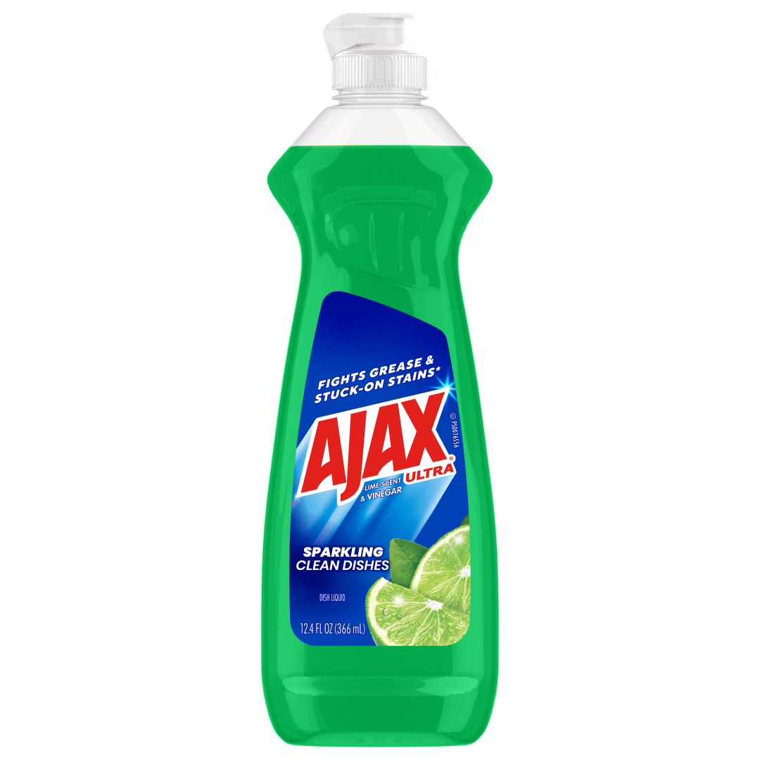 Ajax Ultra Liquid Dish Soap Vinegar and Lime Scent, Sparkling Clean Dishes, 12.4 oz Bottle