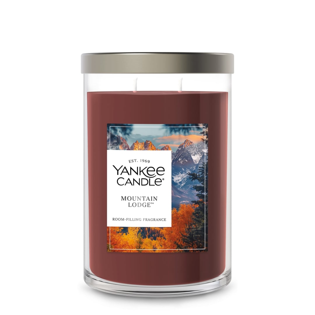 Yankee Candle Large Tumbler Scented Candle with up to 80 Hour Burn Time, Premium Plant Wax Blend for Consistent Burn, 20 oz Tumbler Candle with Room Filling Fragrance, Mountain Lodge